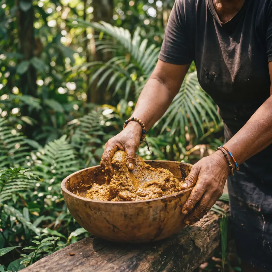 Batana fruit being hand-processed in La Mosquitia, from Bahtana's ad creative