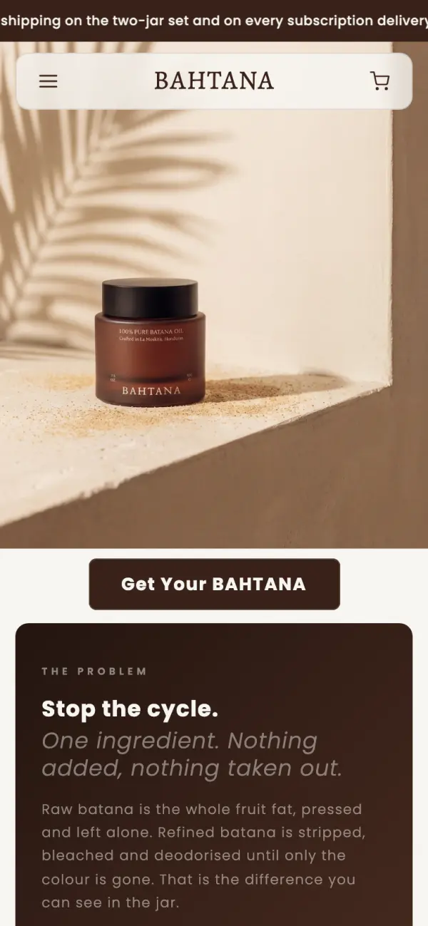 Bahtana home page on a phone