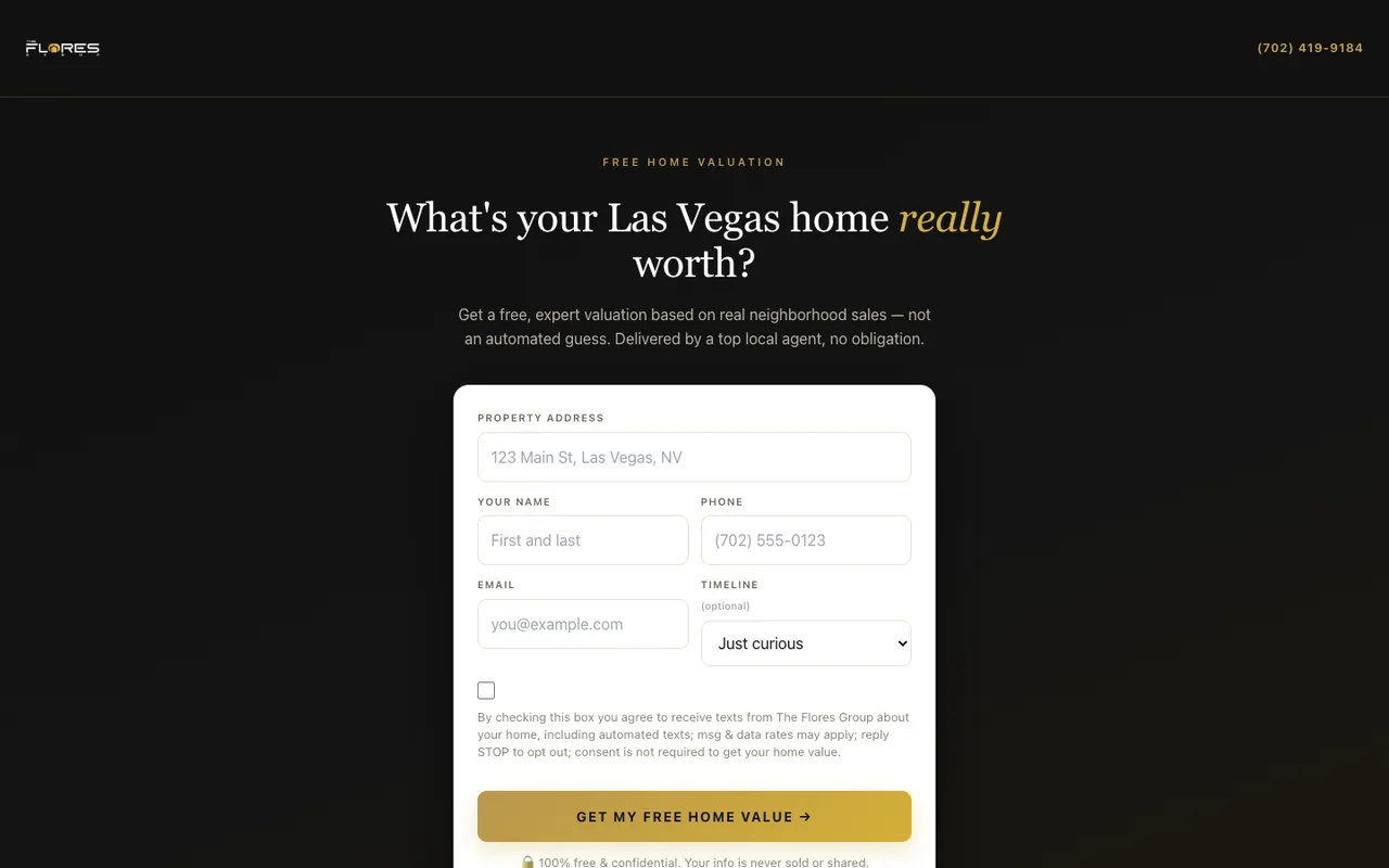 VegasHomeWorth.com home value page