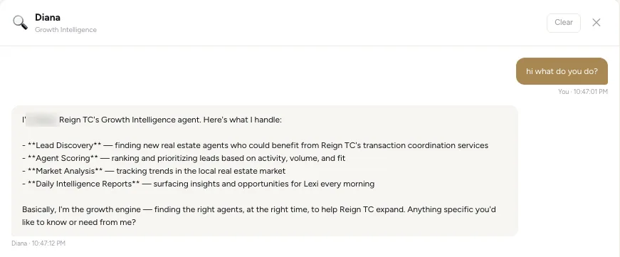 AI assistant inside the Reign Vault explaining what it does